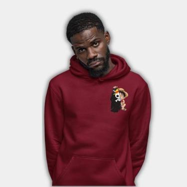 Imagem de Blusa Moletom Agasalho Unissex com Capuz 100 % Algodão - Lufy One Piec