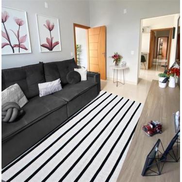 Imagem de Trilho sala mandacaru 2,00 x 2,50 com listras preto - COMERCIAL TEXTIL
