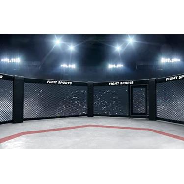 Imagem de BELECO Pano de fundo de boxe de tecido de 2,5 x 1,8 m, luz para estádio de boxe, 3D, cenário fotográfico, decoração UFC, decoração para chá de bebê, festa de aniversário, meninos, homens, adereços