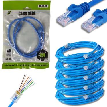 Imagem de Kit Atacado Cabo de Rede Rj45 Cat5E 1 metro Ethernet Azul - X-CELL, 5 