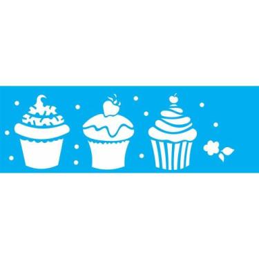 Imagem de Stencil Opa 10 x 30 cm - Cupcakes - 1866 - Opa Criando Arte