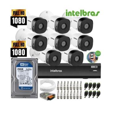Imagem de Kit Intelbras 8 Cam 1220b Fullhd Dvr Mhdx Multi Hd C/250gb