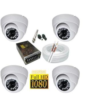 Imagem de Kit Cftv 4 Câmeras Segurança 1080 Full Hd Dome Infra vermelho alta Res