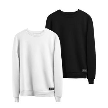 Imagem de Kit 2 Moletons Masculino e Feminino Liso Básico sem Capuz gola Redonda