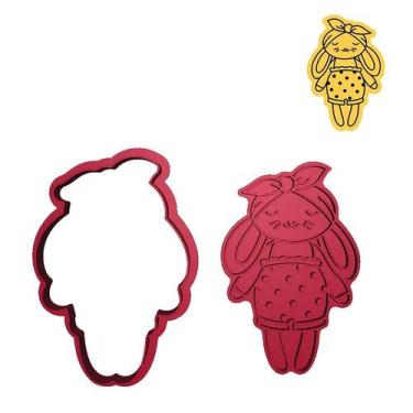 Imagem de Cortador Páscoa Menina Coelho Laço na cabeça - DOCE IMPRESSO,  10cm