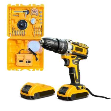 Imagem de Furadeira e Parafusadeira A Bateria 21v Max Sem Fio Bivolt Com Kit 26 