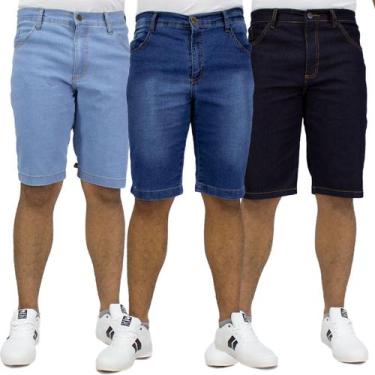 Imagem de Kit 3 Bermudas Masculinas Jeans Com Lycra Qualidade Prime - Almix, 46,