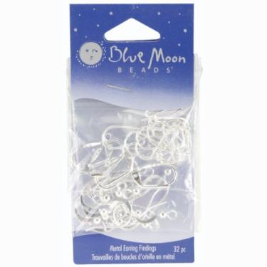 Imagem de Pacote econômico Blue Moon Achados de metal, fio de ouvido 2 prata, pacote com 32/pacote
