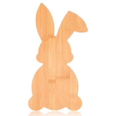 Imagem de AWIZOM Tábua de corte em forma de coelho da páscoa tábua de charcutaria de bambu bandeja de madeira para servir pão queijo bandeja de cozinha tábua de cortar para Páscoa, primavera, férias, presente