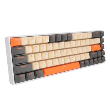 Imagem de Teclado mecânico para jogos 60%, teclado mecânico compacto com retroiluminação RGB de 68 teclas, teclado com fio e interruptor vermelho mini teclado ergonômico para jogadores de PC