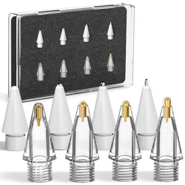 Imagem de Pacote com 8 pontas para Apple Pencil, pontas de reposição atualizadas para Apple Pencil 2ª geração e Apple Pencil 1ª geração, acessórios compatíveis com pontas de lápis Apple Pencil 2 gerações iPad Pro