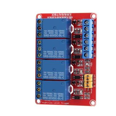 Imagem de Placa de Módulo de relé Optoacoplador de 4 Canais, Gatilho Alto e Baixo, 5v/12v/24v, Desempenho Estável, Operação Conveniente, Design Prático (5V)