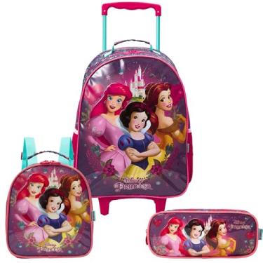 Imagem de Kit Mochila De Rodinhas Lancheira Estojo Princesas Encantadas