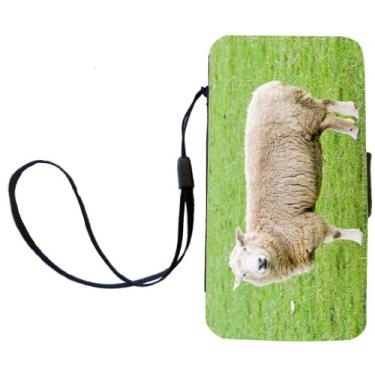 Imagem de Rikki Knight Capa carteira flip com design de ovelha com aba magnética para Apple iPhone 4 e 4s