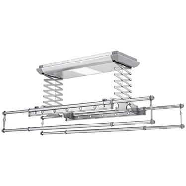 Imagem de Varal Eletrônico ClerkzDecor - Alumínio, Prata, 180cm x 180cm, 35kg, Roupas, Teto, Eletrônico, Controle Remoto, Proteção Contra Sobrecarga e Obstáculos