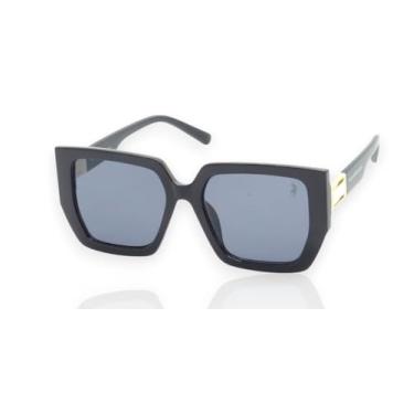 Imagem de Óculos de Sol Quadrado Polo London Club, Design Oversized lente em Policarbonato com Proteção UV400 em - Kit contém Case Couro ECO (Preto fosco)
