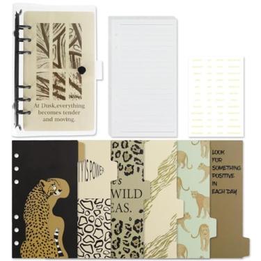 Imagem de A6 fichário preto com 6 anéis de capa de PVC macio, capa transparente de 6 anéis, capa macia para notebook com páginas internas e conjunto de adesivos divisores (anel preto 1, A6)