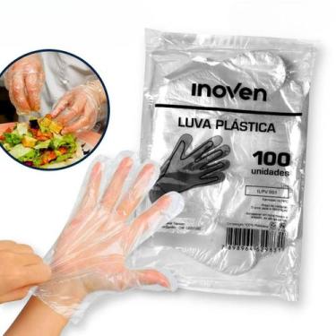 Imagem de Luva Plástica Descartável Transparente Tamanho Único Inoven - pct 100 