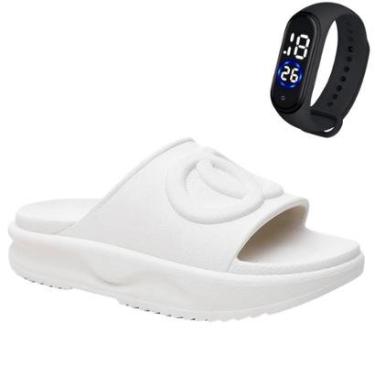 Imagem de Kit Chinelo Macia Slide Ergonomica Fascite Usaflex Novidade Tamanco + Relogio Tecnologico BAND-Feminino
