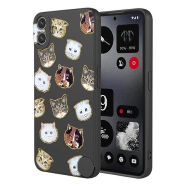 Imagem de KOARWVC Capa de telefone para Nothing CMF Phone 1, design de padrão de gato fofo, fina, protetora, macia, amortecedora, capa de telefone para celular CMF 1 gato preto