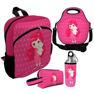 Imagem de Kit Escolar Infantil Mochila de Costas + Lancheira Térmica + Necessaire Plus + Squeeze de Alumínio-Unissex