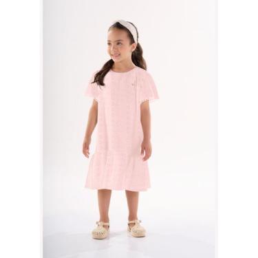 Imagem de Vestido Infantil de Manga Curta em Laise Up Baby, Rosa, 6