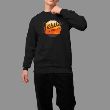 Imagem de Moletom Gola Careca Basico Masculino Casual Confortável Inverno Blusa 