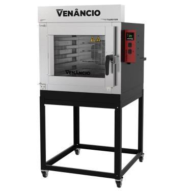 Imagem de Forno Industrial Turbo Elétrico Venâncio Twister 5 Esteiras Exterior Aço Carbono Interior Inox com Cavalete Trifásico 380V FVT5E