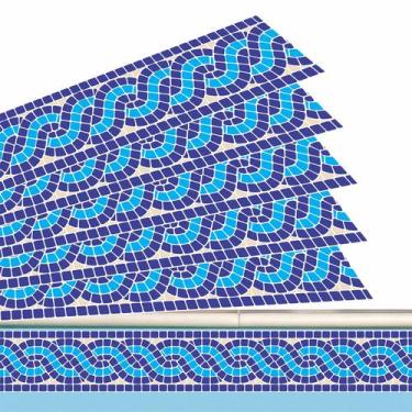 Imagem de Kit 06 Adesivos Piscina Borda Ladrilho Mosaico Entrelaçado Azul 100x15