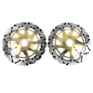 Imagem de 1 par de discos de freio dianteiros flutuantes de rotores compatíveis com Kawasaki ZZR1100 1990-1992, ZEPHYR 1100 1993-1998, Ninja ZX11 ZX1100C 1990-1993, peças de acessórios de motocicleta douradas