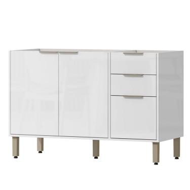 Imagem de Balcao Pia Sem Tampo 120 cm GLOR BGL02 Branco Neve MXM