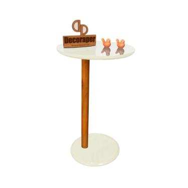 Imagem de Mesa De Apoio Lateral Para Sofá Monopé Com Vidro Branco