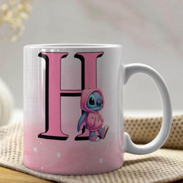 Imagem de Caneca De Porcelana Stitch Letras A-z 325ml Rosa H