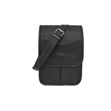Imagem de Bolsa tiracolo de couro preto de 30,5 cm para documentos A4, bolsa tiracolo masculina e feminina para adolescentes
