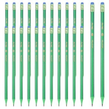Imagem de PATIKIL Lápis redondos, 24 peças HB grafite lápis de madeira com borracha para sala de aula, escritório, escrita, desenho, suprimentos, verde, preto