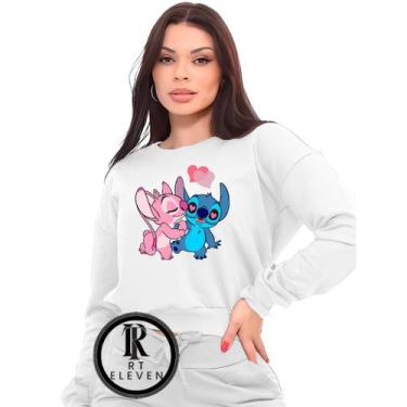 Imagem de Moletom Feminino Lilo e Stitch casal apaixonados Modelo Gola Careca Bl