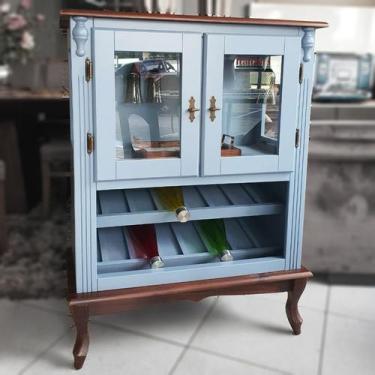 Imagem de Adega de Vinho de Madeira Antique Luís XV com 2 Portas de Vidro - 1015