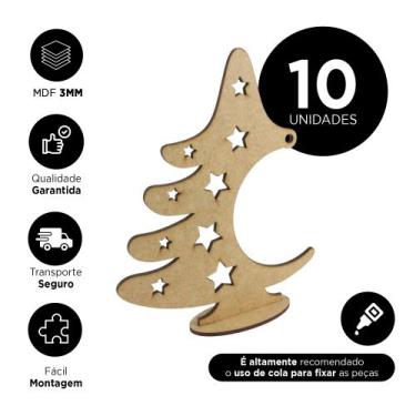 Imagem de Kit 10 Árvores de Natal MDF Cru Decorativo Enfeite - R9 Decor