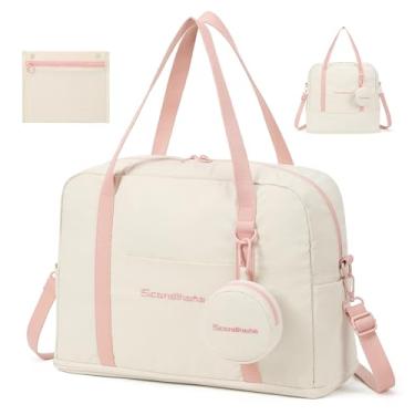 Imagem de Bolsas de viagem femininas, bolsa de viagem de fim de semana para mulheres, bolsa esportiva de ginástica, bolsa esportiva, Bege, Medium, Bolsa de fim de semana