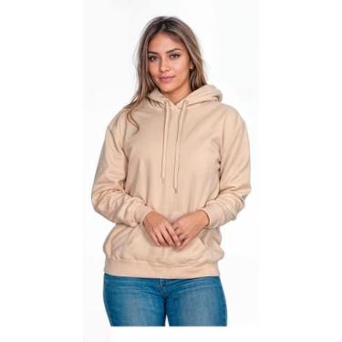 Imagem de Moletom Liso Flanelado Feminino Blusa De Frio Canguru Sem Estampa com 