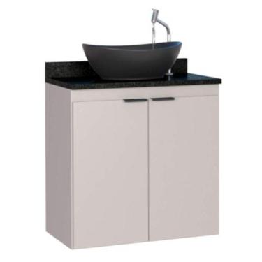 Imagem de Gabinete de Banheiro Nude em Madeira com Tampo em Granito e sem Cuba A