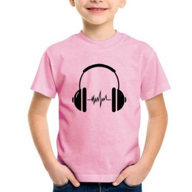 Imagem de Camiseta Infantil Headphone Batimentos - Foca na Moda, Rosa bebê, 14