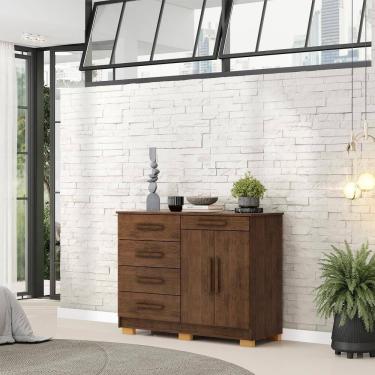 Imagem de Cômoda Sapateira 5 Gavetas 2 Portas 122 Cm Siri 20019 Vlr Imbuia
