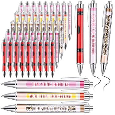 Imagem de Canetas esferográficas engraçadas para professores, 50 peças, canetas coloridas para presente de agradecimento do professor, canetas inspiradoras de tinta preta, canetas de agradecimento para professores, presentes para escola, escritório, ensino, formatura, volta às aulas