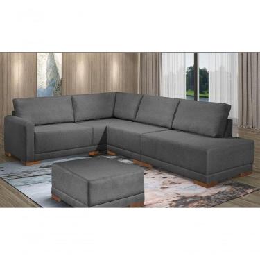Imagem de Sofá Canto Top Estofados Hollywood Tecido Veludo 196 Cinza Cinza