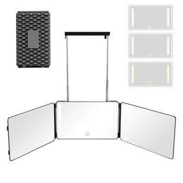 Imagem de Moruedtu Espelho 360 Para Cortes De Cabelo Com Luz Led, Espelho Portátil De 3 Vias Para...