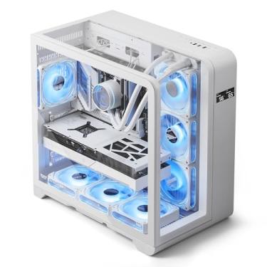 Imagem de darkFlash ATX Capa para PC de torre média com tela, vidro de três lados, capa curvada para PC para jogos, capa para computador com 4 ventiladores PWM ARGB pré-instalada, tipo C, compatível com RTX 40,