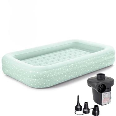 Imagem de Kit Colchão Inflável Intex + Bomba Elétrica Juvenil Veludado, 220V