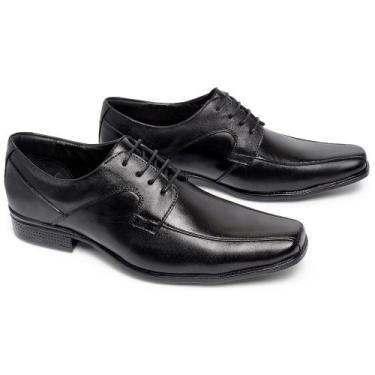 Imagem de Sapato Social Masculino Couro Legítimo Estilo Cadarço Cor Preto - Ferr