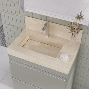Imagem de Lavatório em Porcelanato para Banheiro Slim 60cm com Cuba Esculpida